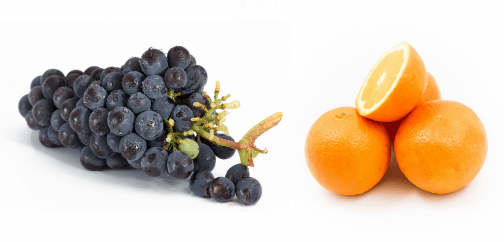 grape and orange fruit